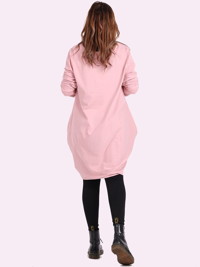 Sasha Cotton Dress - Pink Long Sleeve image 3